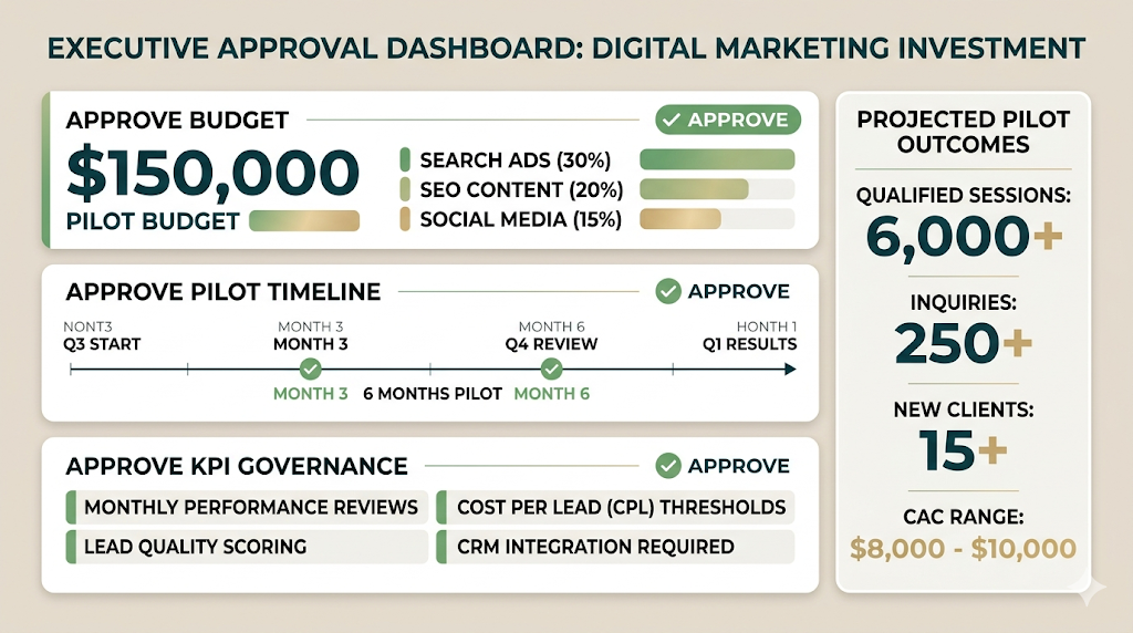 Executive approval decision dashboard visual